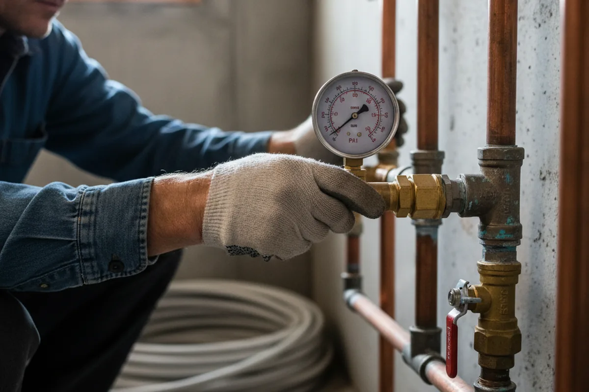 Pressure testing a repaired line during Water Line Repair in Bridge City